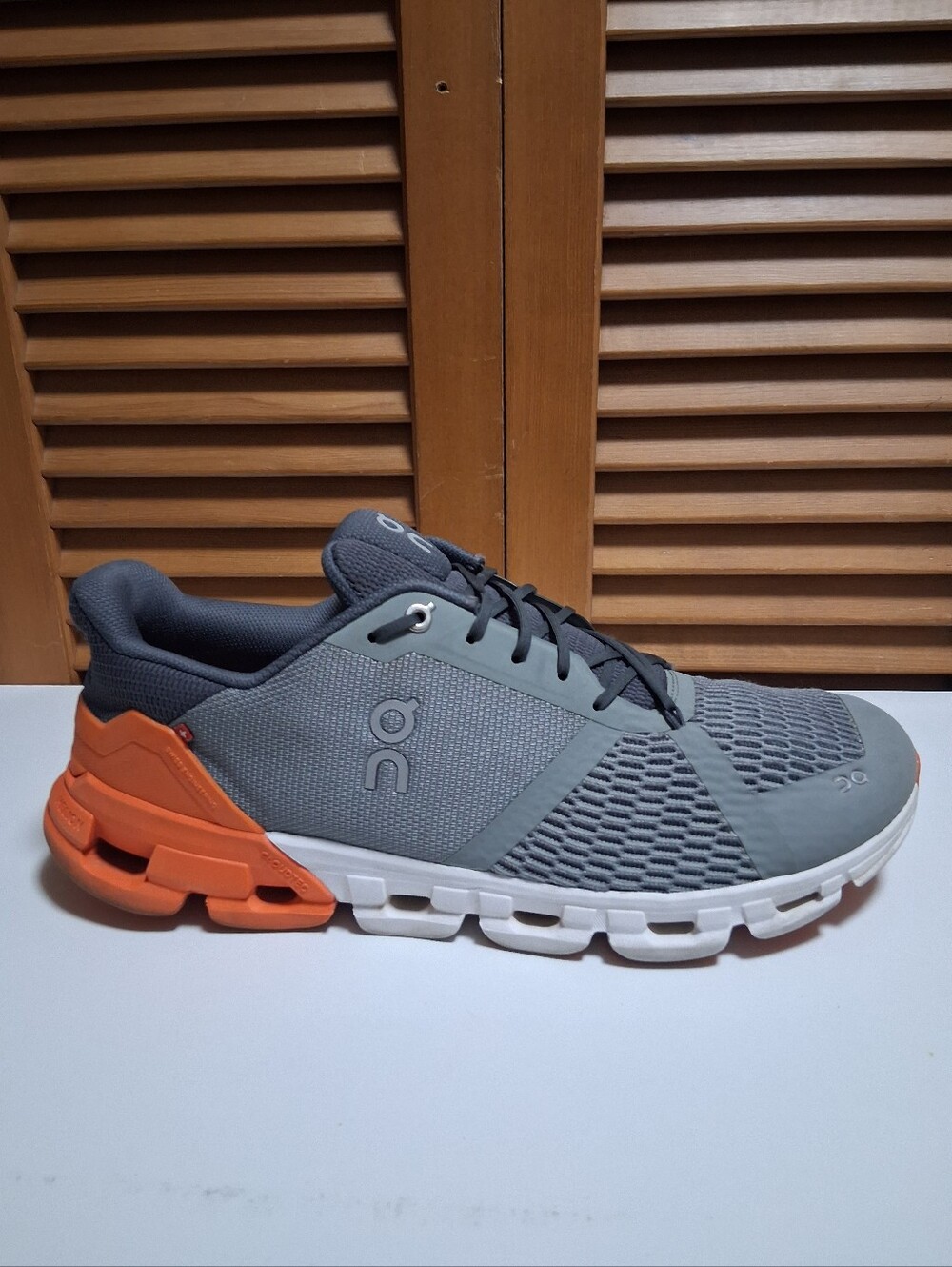 On Running Cloudflyer Mens Grey Orange Stability Performance Running Shoe 12.5